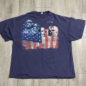 Vintage Mount Rushmore American Flag T Shirt Size 2XL Blue